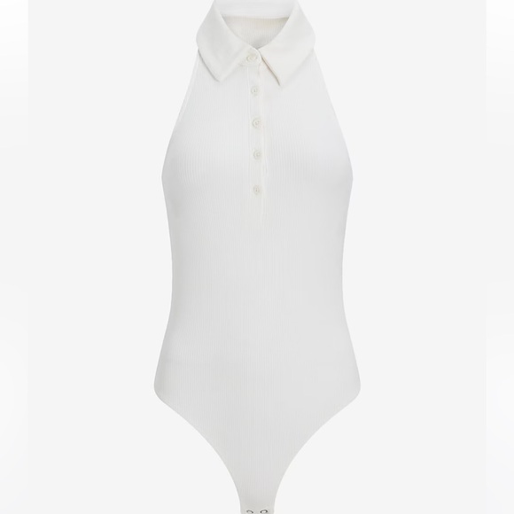 EXPRESS WHITE BODYSUIT,  COLLAR, BACKLESS, SLEEVELESS, FRONT BUTTON SIZE XS nwot - Picture 5 of 5